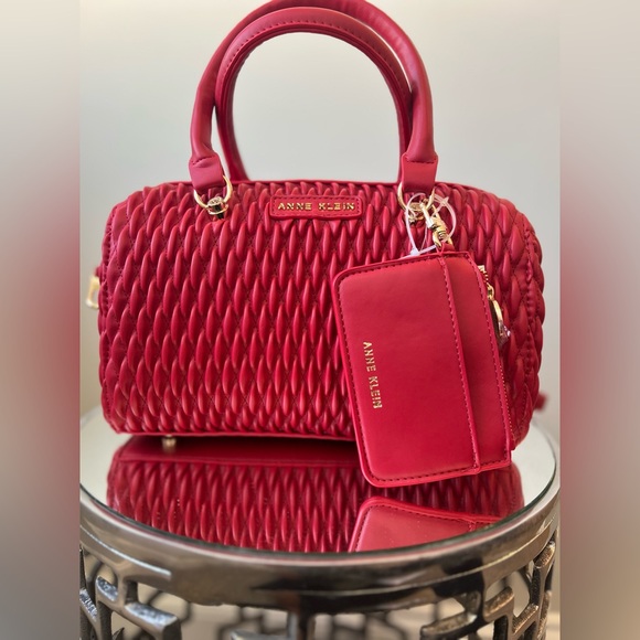 NWT Anne Klein Crimson Red quilted purse. This will surely make heads turn. - Picture 2 of 9